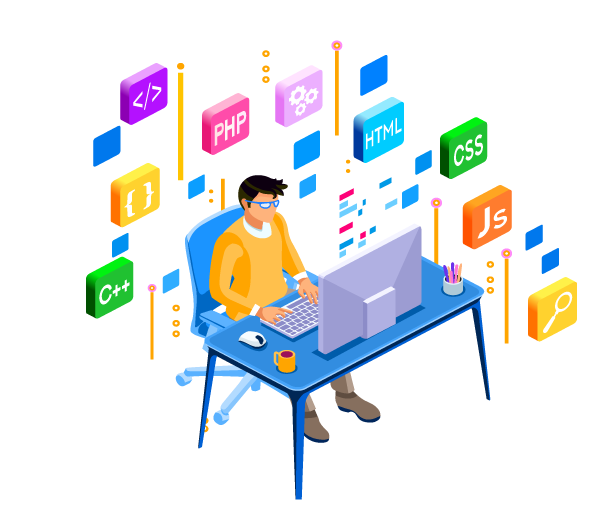 developers using frontend technologies like HTML, CSS and JavaScript and backend technologies like PHP or C++.